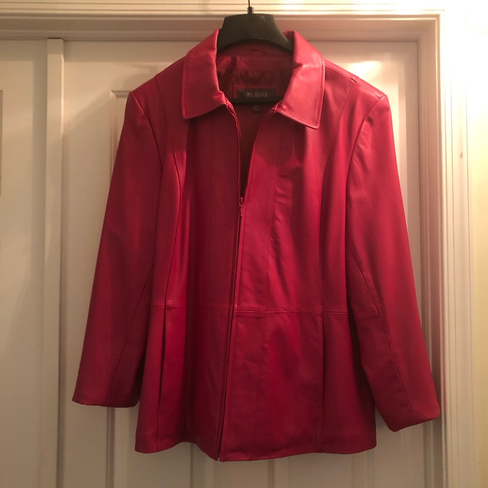 Wilsons Leather Vibrant Fuchsia color Leather Jacket